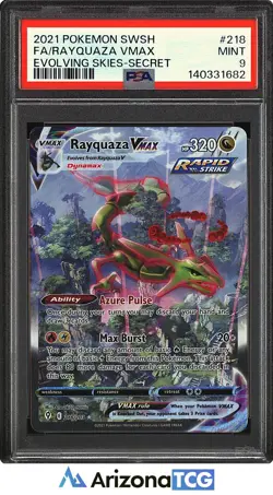 Pokemon 2021 Rayquaza VMAX 218/203 Alt Art Secret Rare Evolving Skies PSA 9 - Image 1