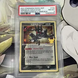 2021 Pokemon SWSH BSP Promo Greninja Gold Star Celebrations Holo SWSH144 PSA 8 - Image 1