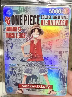 Bandai One Piece CCG Monkey.D.Luffy US Voyage Promo Holo Character Card P-055 - Image 1