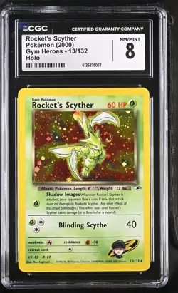 CGC 8 Rocket's Scyther 2000 Gym Heroes 13/132 Holo SWIRL Pokemon Card - Image 1