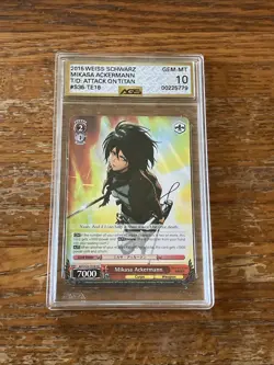 Attack on Titan Trading Card Weiss Schwarz #S35-T18 TD Mikasa Ackerman Graded 10 - Image 1