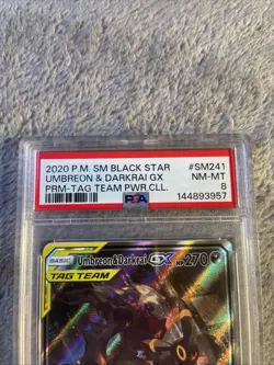 2020 POKEMON SM BLACK STAR PROMO #SM241 UMBREON & DARKRAI GX PRM-TAG TEAM PSA 8 - Image 2