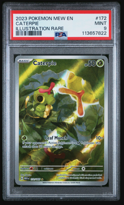 PSA 9 MINT 2023 Pokemon Mew EN-151 CATERPIE #172 Illustration Rare - Image 1