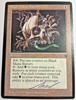 MTG Black Mana Battery Legends SIGNED Anson Maddocks Autograph Rare Artifact - Image 1