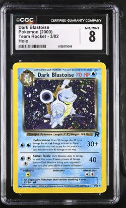 CGC 8 Dark Blastoise 2000 Team Rocket 3/82 Holo SWIRL Pokemon Card - Image 1