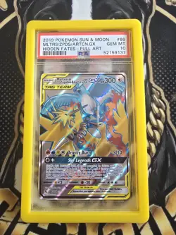PSA 10 Pokemon Hidden Fates Moltres, Zapdos & Articuno GX 66/68 Full Art - Image 1
