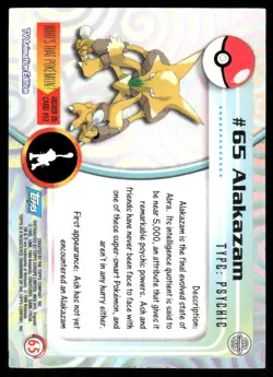 Pokemon Cards Alakazam #65 HOLO Topps Trading Cards Series 1 Holo NM - Image 2