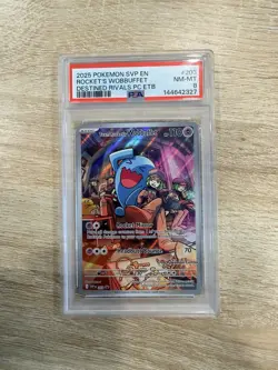 Pokemon Destined Rivals Team Rockets Wobbuffet Pokemon Center Stamp Promo PSA 8 - Image 1