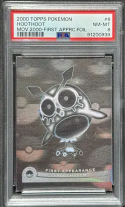 Topps 2000 Pokemon The Movie Holo Foil Card First Appearance Hoothoot #6 PSA 8 - Image 1