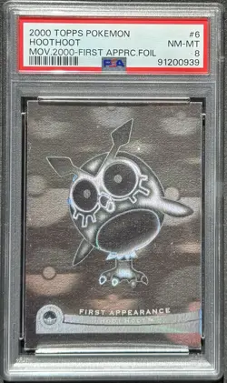 Topps 2000 Pokemon The Movie Holo Foil Card First Appearance Hoothoot #6 PSA 8 - Image 2