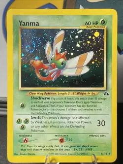 Pokemon TCG Yanma 17/75 Neo Discovery Unlimited Holo Rare Vintage 2001 - Image 1