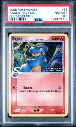 2005 POKEMON EX DELTA SPECIES #58 BAGON-REVERSE FOIL PSA 8.5 - Image 1