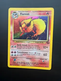 Flareon 3/64 Holo Jungle Set Pokemon Card WOTC Played MP - Image 1
