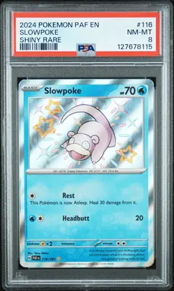2024 POKEMON PAF EN-PALDEAN FATES SHINY RARE #116 SLOWPOKE PSA 8 - Image 1