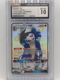 Pokemon 2019 Hidden Fates Lycanroc GX SV66/SV94 Shiny Vault CGC 10 Gem Mint - Image 1