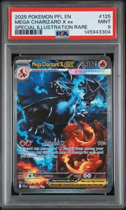 2025 POKEMON PFL EN-PHANTASMAL FLAMES #125 MEGA CHARIZARD X EX PSA 9 - Image 1