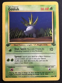 Oddish 58/64 - Jungle Set - 1st Edition Common Pokemon Card - Near Mint - Image 1