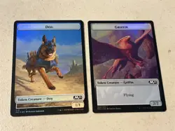 2 x mtg foil token Griffin // Dog, 003//019, Core Set 2021, unplayed - Image 2