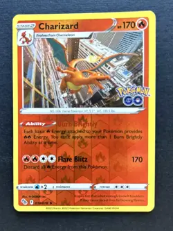 Pokemon Cards Charizard 010/078 Pokemon GO Reverse Holo Rare LP - Image 1