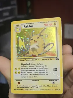 Pokemon TCG Raichu Fossil Holo Card 14/62 Damaged - Image 2