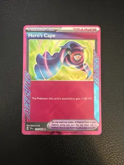 Pokemon: Hero's Cape 152/162 SV05: Temporal Forces Holo ACE SPEC Red Trainer - Image 1