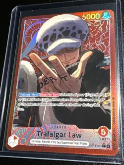 One Piece TCG The Azure Sea’s Seven Trafalgar Law ALT Art Leader OP14-001 - Image 1
