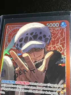 One Piece TCG The Azure Sea’s Seven Trafalgar Law ALT Art Leader OP14-001 - Image 2