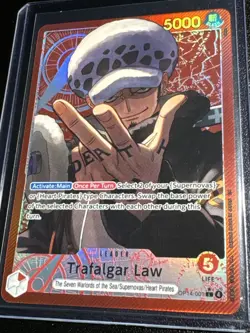 One Piece TCG The Azure Sea’s Seven Trafalgar Law ALT Art Leader OP14-001 - Image 3