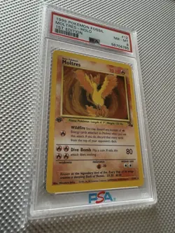 1999 Pokemon TCG Fossil Moltres Holo 1st Edition PSA 8 12/62 Card Stock - Image 3