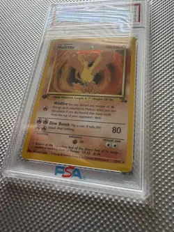 1999 Pokemon TCG Fossil Moltres Holo 1st Edition PSA 8 12/62 Card Stock - Image 4
