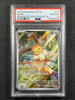 Pokemon Cards TCG PSA 10 GEM MT Eevee Prismatic Evolutions ETB Promo 2025 #173 - Image 1