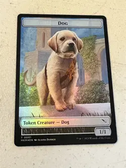 mtg foil token Dog // Detective 0001/0010, MKM, Murders at Karlov Manor, unused - Image 1