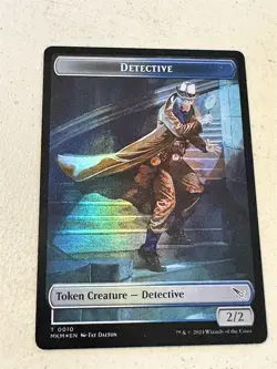 mtg foil token Dog // Detective 0001/0010, MKM, Murders at Karlov Manor, unused - Image 2