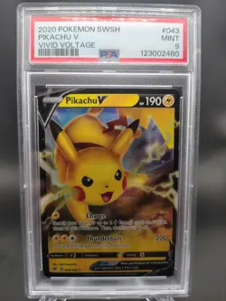 Pokemon TCG SWSH04: Vivid Voltage Pikachu v 43/185 Art PSA 9 - Image 1