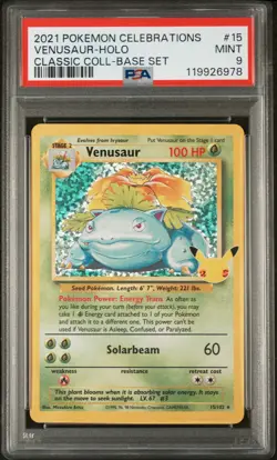 2021 POKEMON CELEBRATIONS CLASSIC COLL #15 VENUSAUR-HOLO PSA 9 - Image 1