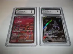 Pokemon 151 UPC Black Star Promo Set Mew 053 Mewtwo 052 CGC 9 Mint! not PSA - Image 1