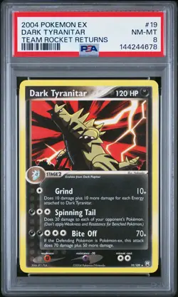 2004 POKEMON EX TEAM ROCKET RETURNS #19 DARK TYRANITAR PSA 8 - Image 1