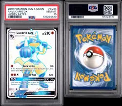 2019 Pokemon Sun & Moon Hidden Fates #SV64 FA Lucario GX PSA 10 - Image 3