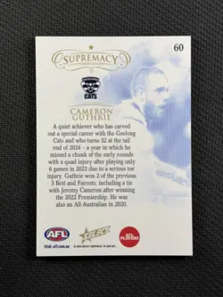 AFL Cards Select 2024 /95 Cameron Guthrie Supremacy Geelong Cats - Image 2