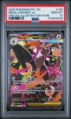 2025 POKEMON PFL EN-PHANTASMAL FLAMES #128 MEGA LOPUNNY EX PSA 10 - Image 1