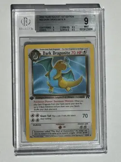 2000 Pokemon Team Rocket 1st Edition #022 Dark Dragonite BGS 9 - Image 1