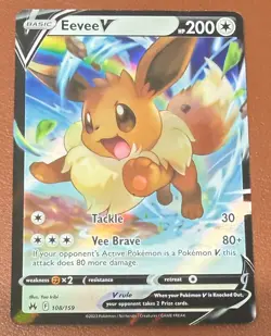 Pokemon TCG Eevee V Crown Zenith 108/159 Holo Ultra Rare Mint pack to sleeve - Image 1