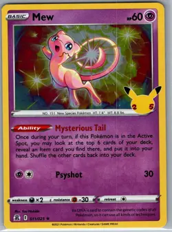 Mew 011/025 Holo Celebrations - Pokemon Card - NM - Image 1