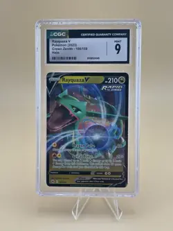 Pokemon TCG Rayquaza v Crown Zenith Holo Ultra Rare Card 100/159 NM/M Condition - Image 1