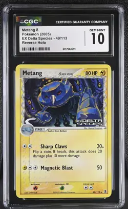 CGC 10 GEM MINT Metang EX Delta Species 49/113 Reverse Holo STAMPED Pokemon Card - Image 1