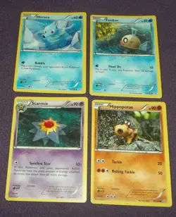 POKEMON 4 CARDS 2015 HORSEA - FEEBAS - STARMIE - HIPPOPOTAS - VERY GOOD - Image 1