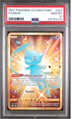 2021 POKEMON 25TH CELEBRATIONS MEW FULL ART 025/025 GOLD PSA 10 - Image 1