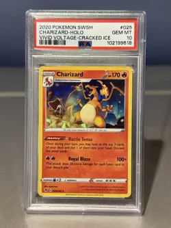 2020 Pokemon Sword & Shield Vivid Voltage Cracked Ice Charizard-Holo #025 PSA 10 - Image 1