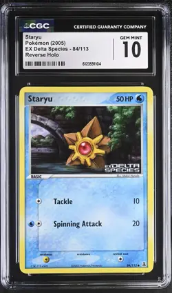 CGC 10 GEM MINT Staryu EX Delta Species 84/113 Reverse Holo STAMPED Pokemon Card - Image 1