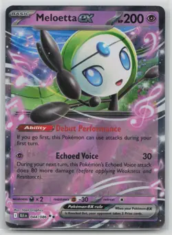 Pokemon Card Meloetta ex Double Rare SV: Black Bolt 044/086 NM - Image 1